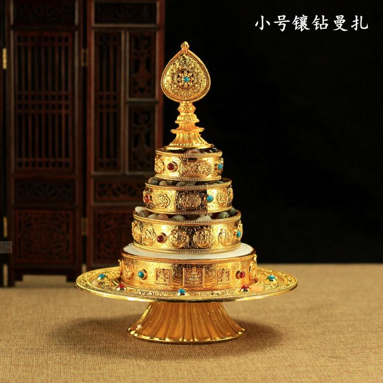 Manza plate Tibetan Buddhism Tantric supplies for Buddha Alloy carved eight auspicious Man Tea Romanda plate trumpet