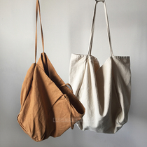 (Full Real shot) large canvas Hand bag simple art large shoulder bag open cloth bag environmental protection shopping bag women