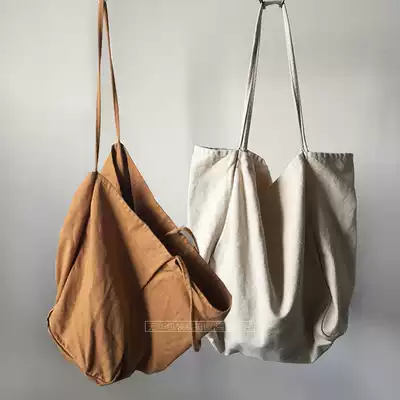 (Full real shot)Extra large canvas handbag Simple literary large shoulder bag open cloth bag environmental protection shopping bag female
