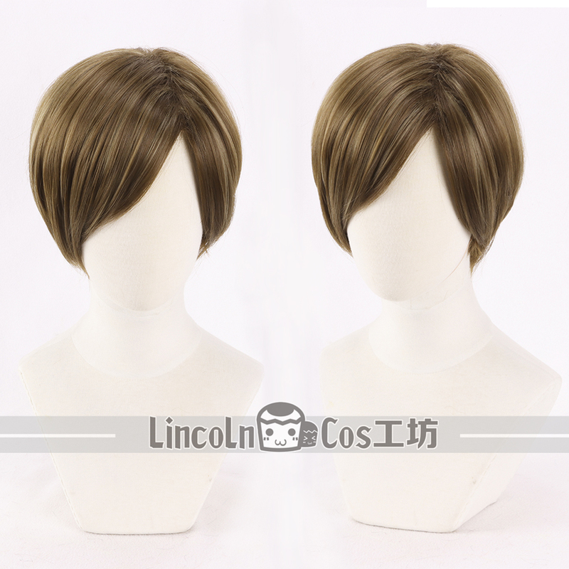 Lincoln Biohazard Leon Kennedy Cosplay Wig Thickened Shaggy Short Hair Green Milk Tea Cool