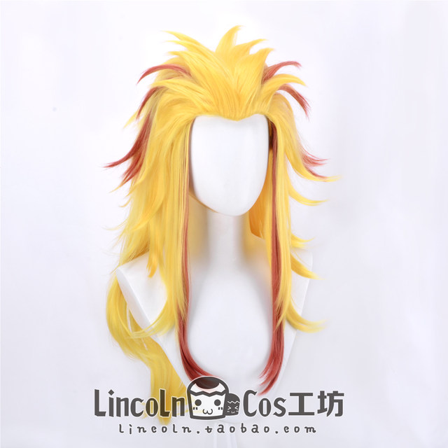 LINCOLN Demon Slayer: Kimetsu no Yaiba Purgatory Anjuro cosplay wig ສີເຫຼືອງສົດໃສ ເນັ້ນລັກສະນະຜົມຍາວ