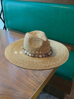 New European and American Spring/Summer Straw Hat with Shell Chain, Outdoor Beach Sun Protection Fashion Wide-Brimmed Hat