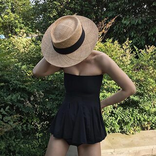 Absence Spring/Summer Niche French Retro Black Ribbon Cone-Shaped Straw Hat for Country Outings Japanese-Style Sun Hat