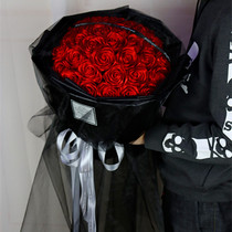 33 handmade ribbon rose bouquet diy material package wrapping paper full set of small red book net red Christmas handmade flowers