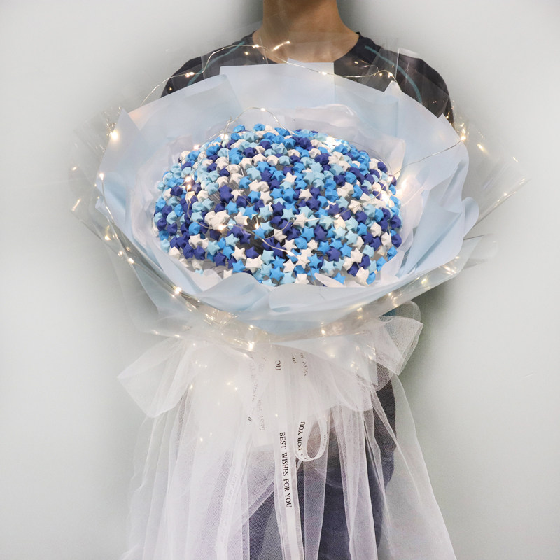 diy origami Star Paper Luminous Bouquet Material Bag Kit Handmade Birthday Present To Girlfriend Bestie Goddess Festival