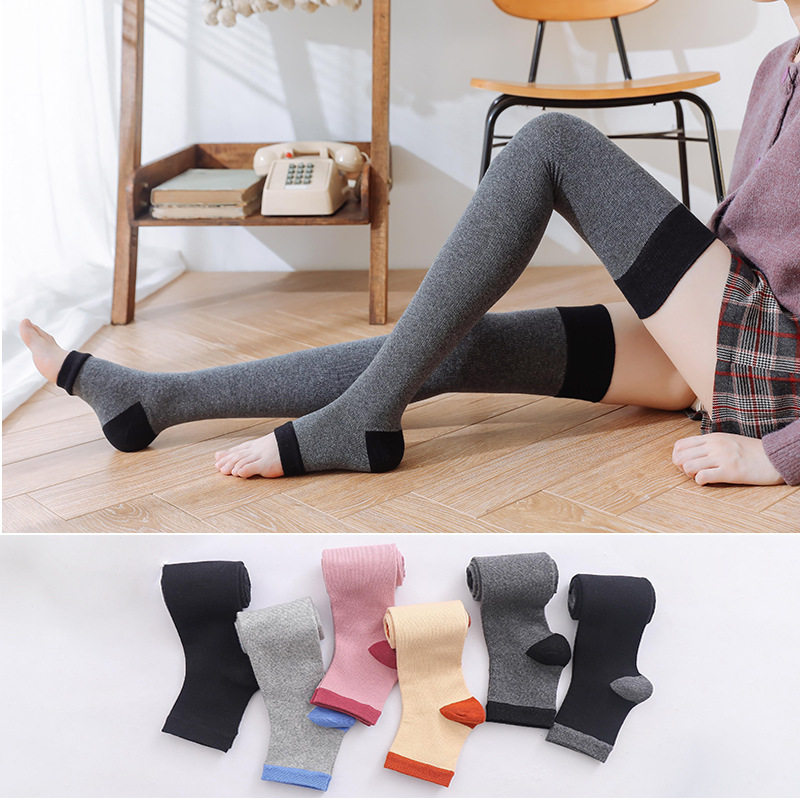 Leg guard socks cover women's over-knee socks autumn and winter thickened long barrel pressure show leg thin socks Korea half cut foot high