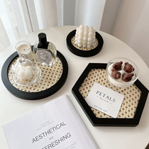 ins rattan chic trays fragrant lavender storage sun style wooden home decoration pint Nordic windy photo props tabletop pendulum pieces