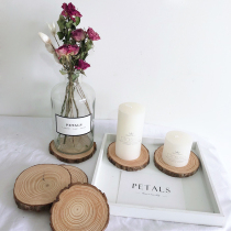 Pine wood chip Round wood chip coaster ins Decorative ring Log chip decoration small wooden stake diy wood chip shooting props