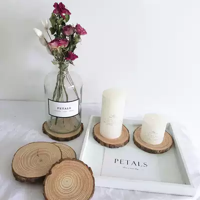 Pine wood chip round wood chip coaster ins ins decorative annual wheel raw wood chip display small stake diy wood piece shooting props