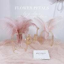 ins pink feather net red reed dried flower bouquet of flowers bouquet of flowers home decoration living room table top of the table