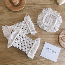 Korea ins Hand-woven Bohemian cotton line coaster Placemat insulation pad Candle pad Home decoration props