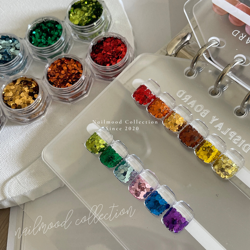 Nailmood Practical Nail Art! Korean-Style Thin, Bright, Fluorescent, Versatile, Diy-Friendly Rainbow Solid Color Sequins