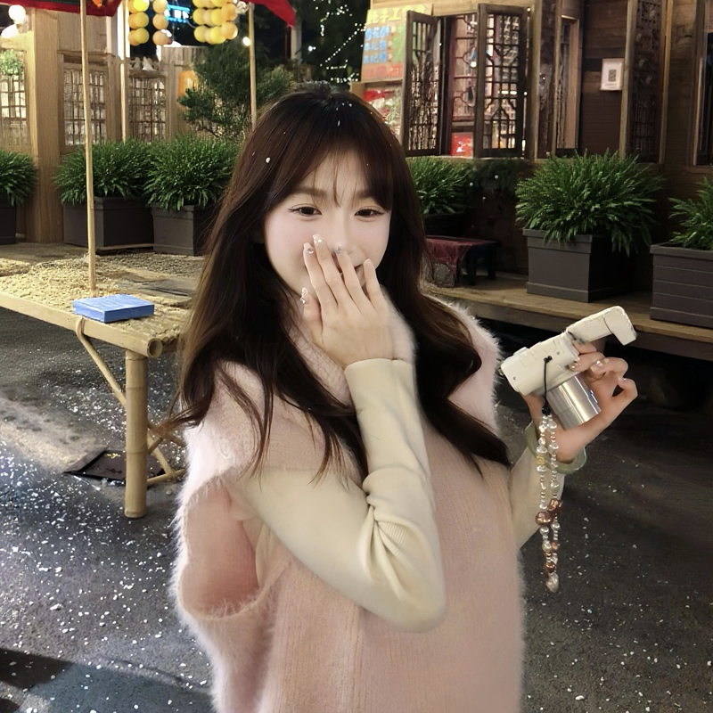 Layered Vest ~ Pink Soft Knit Vest Sweater for Women 2026 Autumn and Winter Loose Fit Slimming Versatile Sweet Top Layered Vest ~ Pink Soft Knit Vest Sweater for Women 2026 Autumn and Winter Loose Fit Slimming Versatile Sweet Top