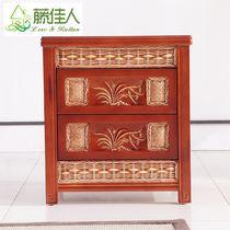 Rattan beauty rattan bedside table rattan bedside table storage cabinet solid wood rattan drawer cabinet rattan locker TS
