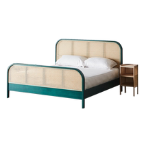 Teng Jiaren solid wood bed 1 8 meters Nordic modern minimalist rattan bed B&B furniture 1 5 beds rattan double bed