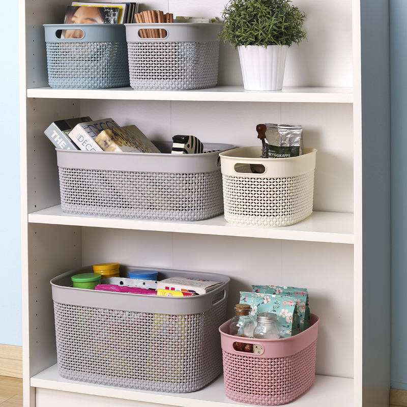 Imitation Vine Woven Dirty Laundry Containing Basket Bathroom Containing Basket Home Rectangular Toy Plastic Small Basket Snack Box