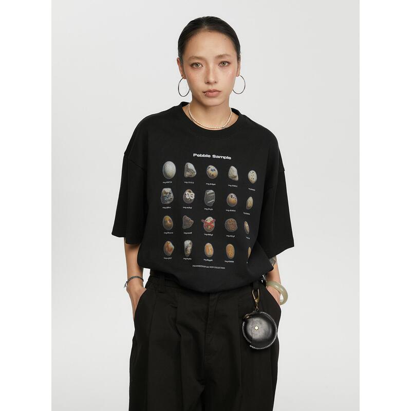 From Wrting Summer Limited Edition Stone Illustration Digital Direct Print Short Sleeve T-Shirt for Men 2026 Summer New Style