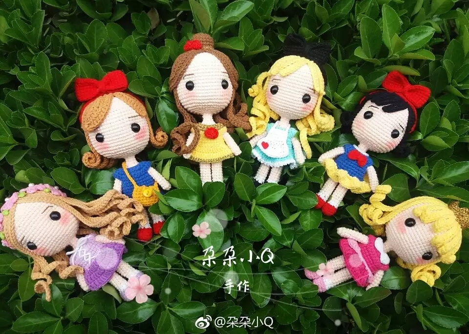 1982 Handmade wool crochet doll doll big head princess series full set of electronic graphic tutorials