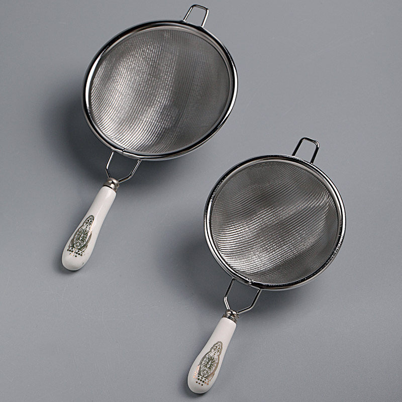 Day Style 304 Stainless Steel Tea Leak Ceramic Handle Tea Filter Tea Filter filter Tea septer Gongfu Tea Creative Accessories