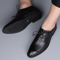 Men's leather shoes leather pointed head British winter hair stylist fashion business casual men's crocodile pattern men's shoes
