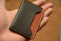 Handmade Italian imported vegetable tanned saddle leather cowhide minimalist mini small size color matching card holder card holder card holder