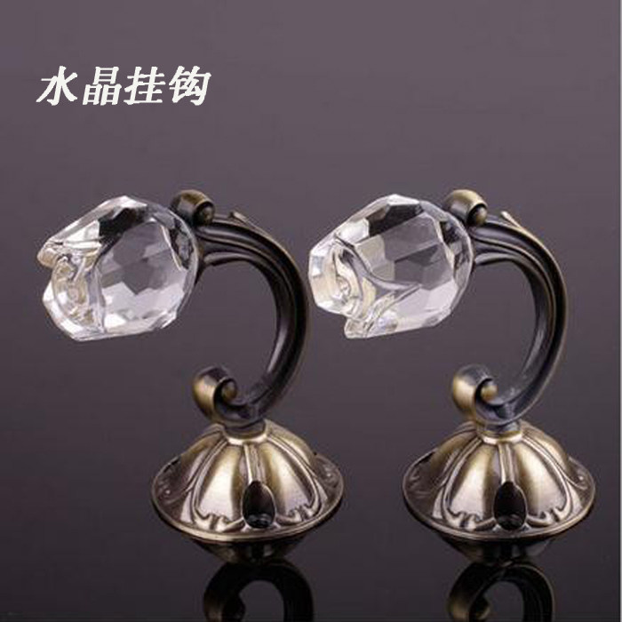 Factory Direct Marketing) Rose Head Crystal Curtain Hook Wall Hook Curtain Hook Clothing Shop Crystal Hook Window Curtain Wall Hook