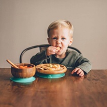 American Avanchy baby bamboo bowl Baby supplementary food bowl Suction cup bowl Childrens meal tray Silicone soft spoon