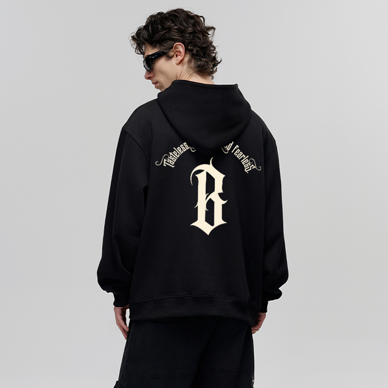 Boneless Btw Cai Xukun's Same Style Basic Printed Hooded Sweatshirt American Heavyweight Autumn and Winter Hoodie Jacket
