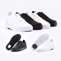 Heelys shoes four seasons new mens and womens adult childrens black and white canvas single-wheel roller skating shoes students ultra-light