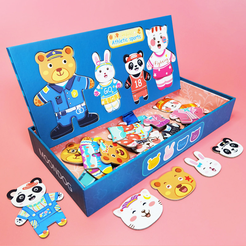 Magnetic Puzzle Animal Dress Up Show Baby Boys and Girls Young Children 2-3-4 Years Old Multi-kinetic Puzzle Early Education Toys