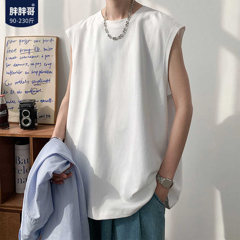 Fat Guy Sports Vest Men's Summer Trendy Solid Color Large Size Sleeveless Trendy Brand Loose Basketball Sleeveless T-Shirt