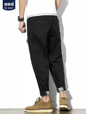 Autumn and winter sports casual pants men's fat plus size ankle-length pants fat Harlan small feet Korean trend men's pants