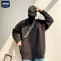 Fat fat brother high neck sweater men loose Korean trend spring and autumn thickened knitwear fat big mens thread coat