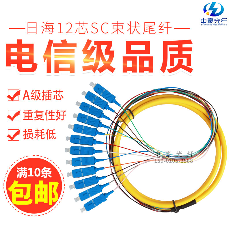 Speed Howe 100 million pass 12 Core beam shaped tail fiber SC square head single mode fiber jumper telecom grade can be booked for FCST head tail fiber-Taobao