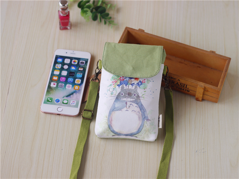 Phim hoạt hình dễ thương Messenger túi nữ vai vải treo cổ điện thoại di động túi khăn tay túi vải nhỏ túi nhỏ túi thời trang nữ
