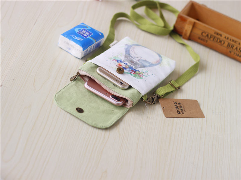 Phim hoạt hình dễ thương Messenger túi nữ vai vải treo cổ điện thoại di động túi khăn tay túi vải nhỏ túi nhỏ túi thời trang nữ