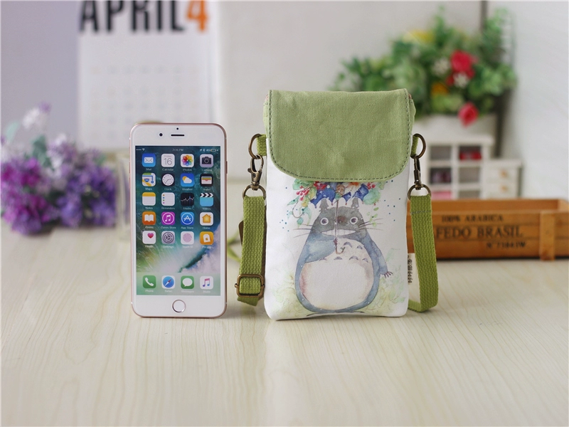 Phim hoạt hình dễ thương Messenger túi nữ vai vải treo cổ điện thoại di động túi khăn tay túi vải nhỏ túi nhỏ