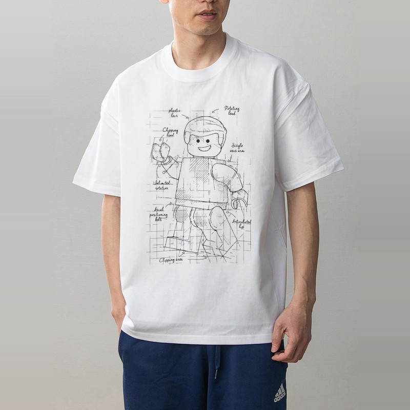 Digital Direct Printing Lego Toy Cartoon Animation Print Summer Couple Outfit Pure Cotton Short-Sleeved T-Shirt for Men and Women