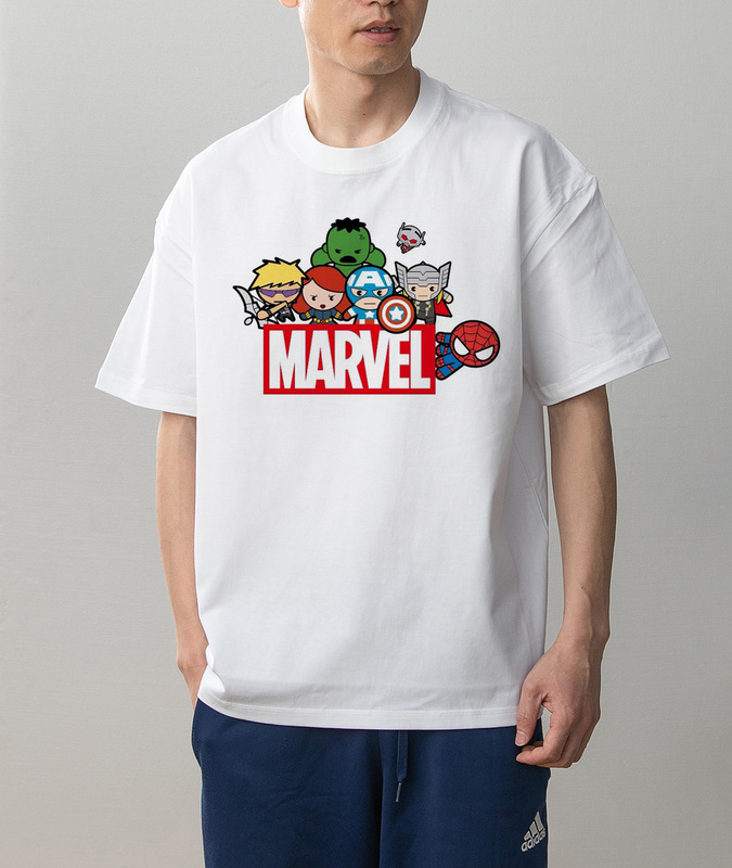 Marvel Captain America Spider-Man Pure Cotton Short-Sleeve T-Shirt for Men and Women, Loose Fit, Trendy Student T-Shirt for Summer