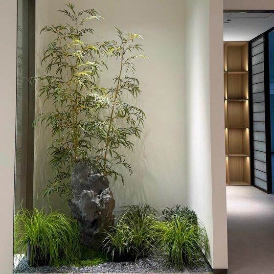 New Chinese-Style Simulated Bamboo Landscaping Decoration, Indoor Soft Furnishings, Green Plant Partition Screen, Dense Fake Bamboo with Zen Aesthetics