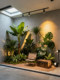 Simulated Green Plants, Large Indoor Landscaping Combination, Tropical Fake Plant Landscape under the Stairs, Fake Tree Potted Plants, Decorative Ornaments