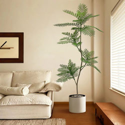 Simulated Green Plants, High-End Light Luxury Living Room Decoration, Floor-Standing Ornaments, Indoor High-End Bionic Jacaranda Fake Flower Tree Potted Plants