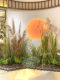 Simulated reed dried flowers, high-end light luxury living room window partition decoration, green plant landscaping combination, decorative landscape