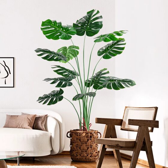 Simulated Green Plant Monstera Deliciosa Classy Accessible Luxury Living Room Plant Potted Scandinavian Style Artificial Tree Interior Decoration Landscape Ornaments