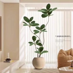 Artificial Green Plant Rubber Tree Fake Plant Living Room Light Luxury Artificial Flower Decorative Tree Indoor Large Potted Floor-Standing Ornament