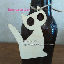 50 cute kitten wedding creative small elevator wooden blessing sign-in card cutting carving LOGO blessing card