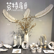 ins Light luxury feather wall hanging Nordic living room bedroom background wall decoration Wall decoration creative three-dimensional wall pendant