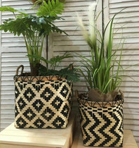 Nordic seaweed woven flower pot Grass woven flower basket Folding storage basket Creative handmade decorative basket Rattan woven bamboo woven Willow