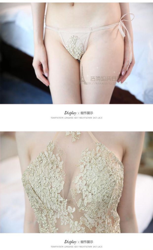 Sexy thêu tạp dề đồ ngủ nữ bộ đồ lót người lớn gợi cảm vô cùng quyến rũ Sao cổ tòa trong suốt yếm ngủ sexy