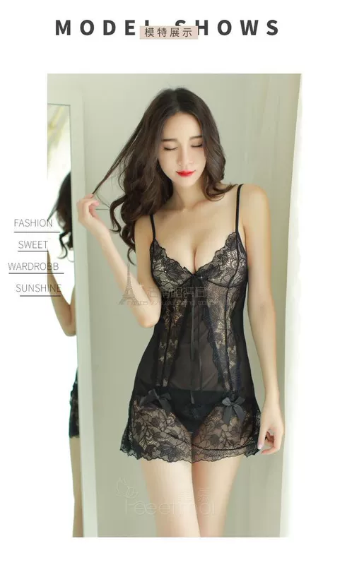 Sexy sling váy ngủ khiêu dâm đồ lót mùa thu gợi cảm ren người phụ nữ quyến rũ đồ ngủ nightdress backless quai váy đầm cho người lớn tuổi